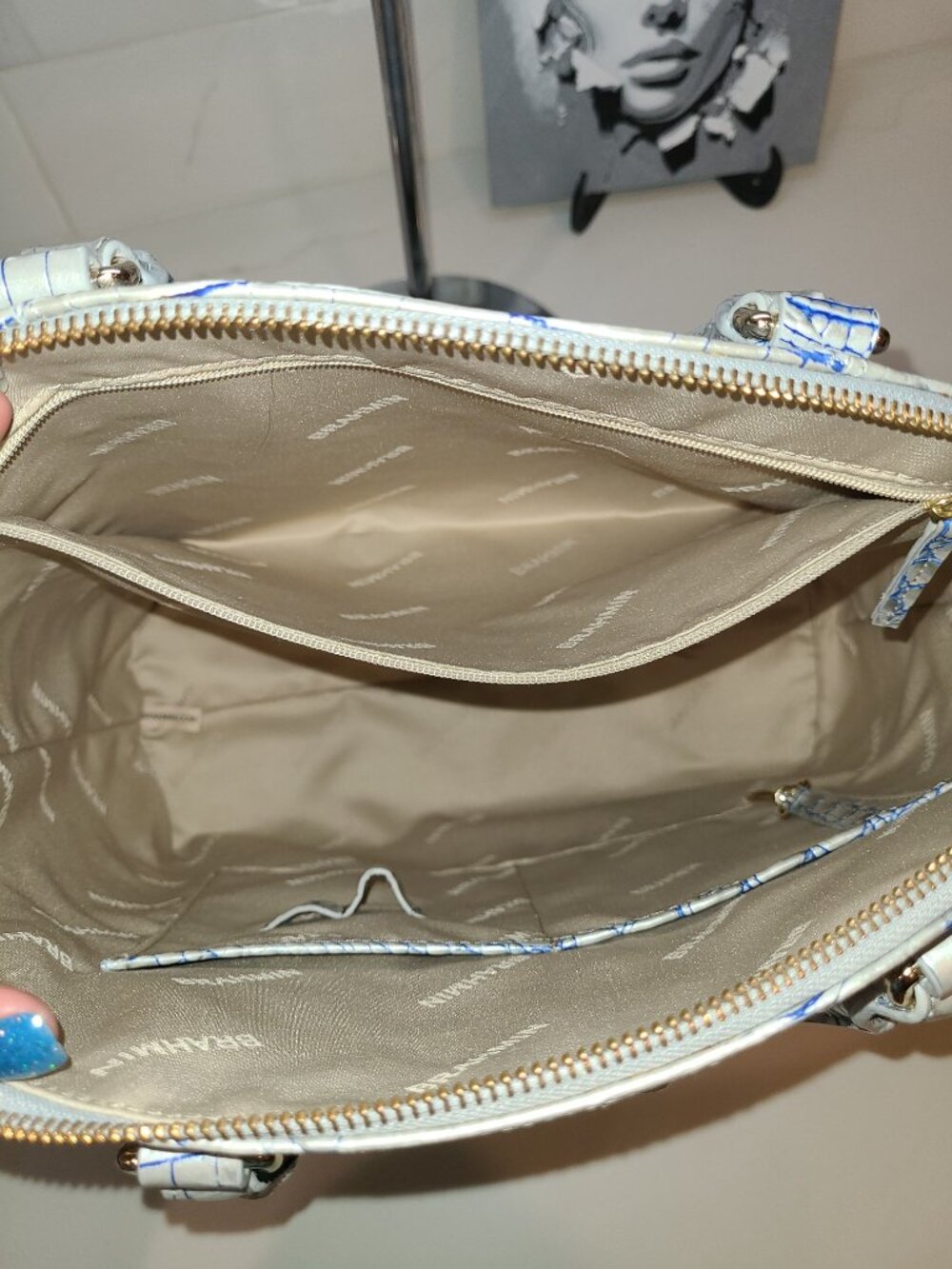 Brahmin NWT Large Duxbury Eggshell Melbourne Leather NWT - Picture 11 of 12